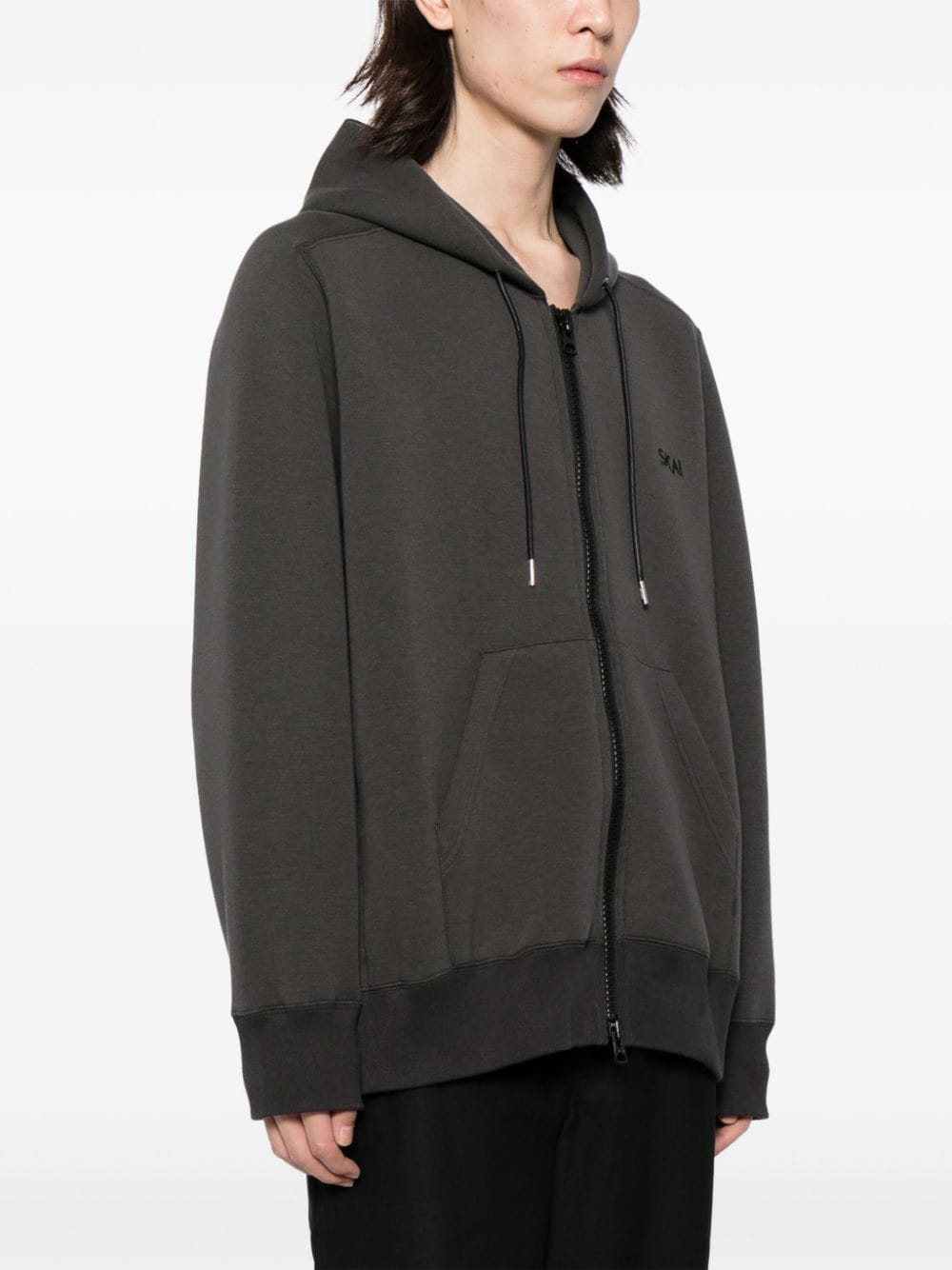 Shop Sacai Logo-embroidered Cotton-blend Jacket In Grey