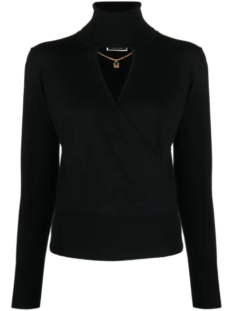 Elisabetta Franchi long-sleeve cut-out wool top