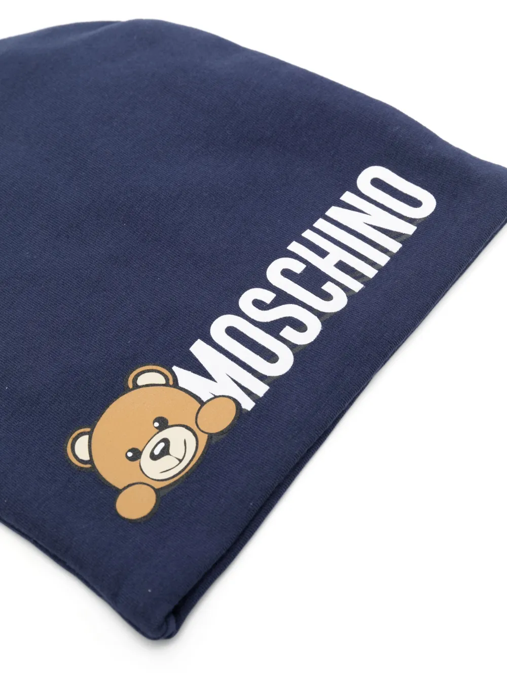 Moschino Kids logo-print cotton beanie - Blauw