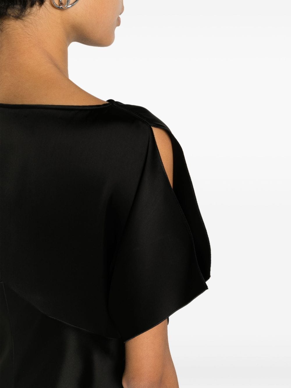 Shop N°21 Boat-neck Satin Midi Dress In Black
