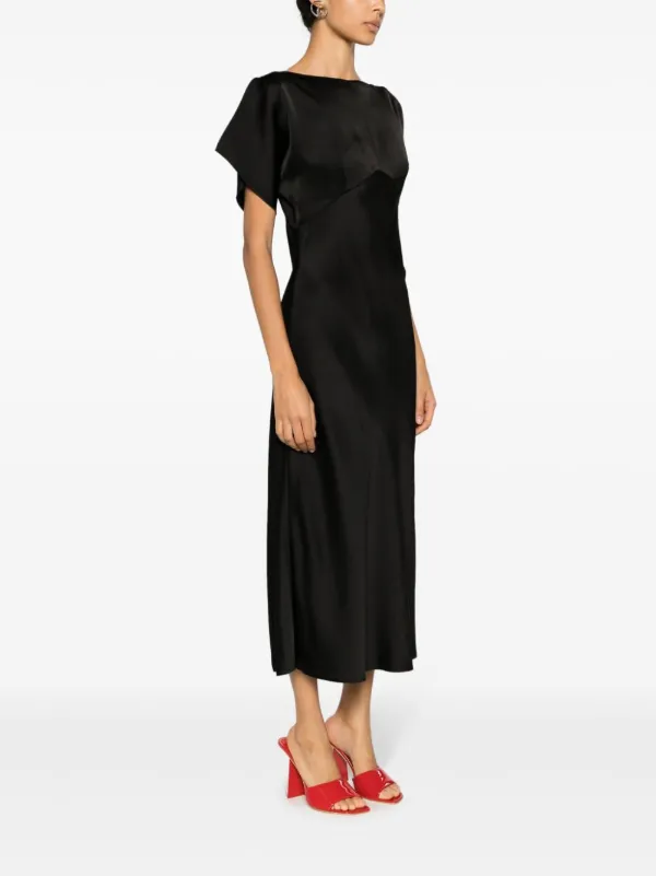 Nº21 boat-neck Satin Midi Dress | Black | FARFETCH
