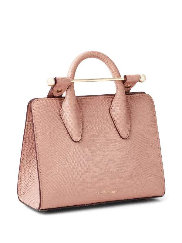 Strathberry Nano Lizard-embossed Leather Tote Bag in Pink