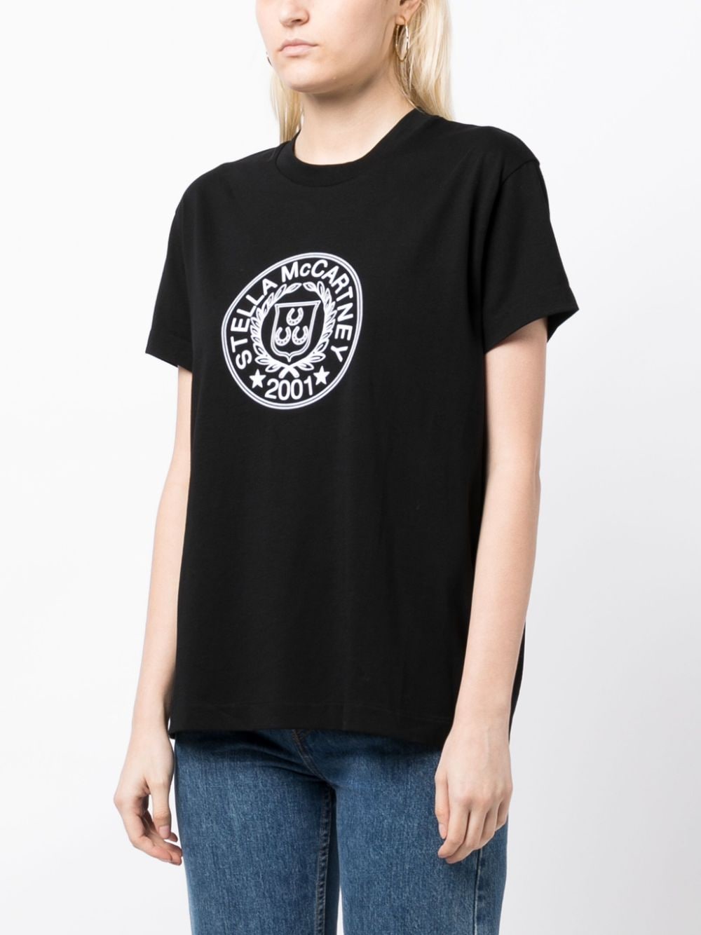 Shop Stella Mccartney Logo-print Short-sleeve Cotton T-shirt In Black