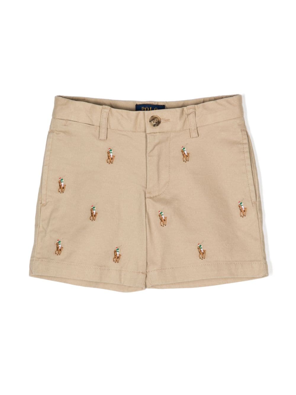 Ralph Lauren Kids' Logo-embroidered Stretch-cotton Shorts In Brown