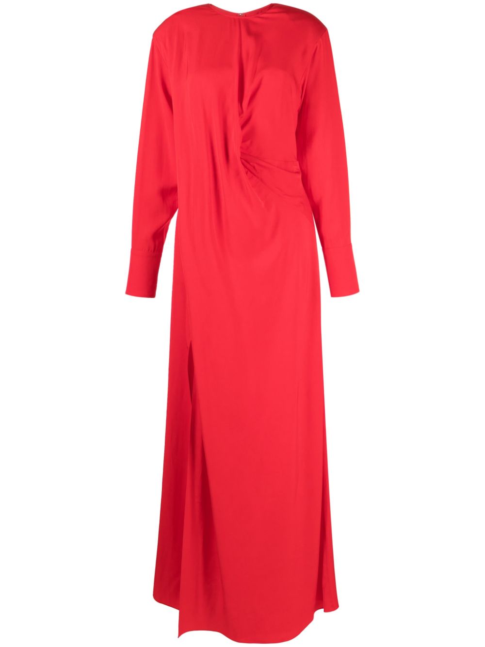 Stella Mccartney Gathered Asymmetric Long-sleeve Gown In Red