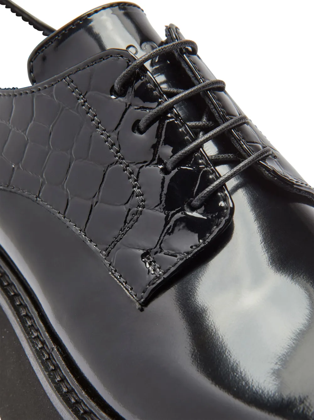 Nº21 crocodile-embossed leather derby shoes - Zwart