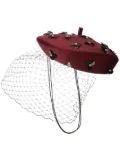 Maison Michel Tess crystal-embellished beret - Red