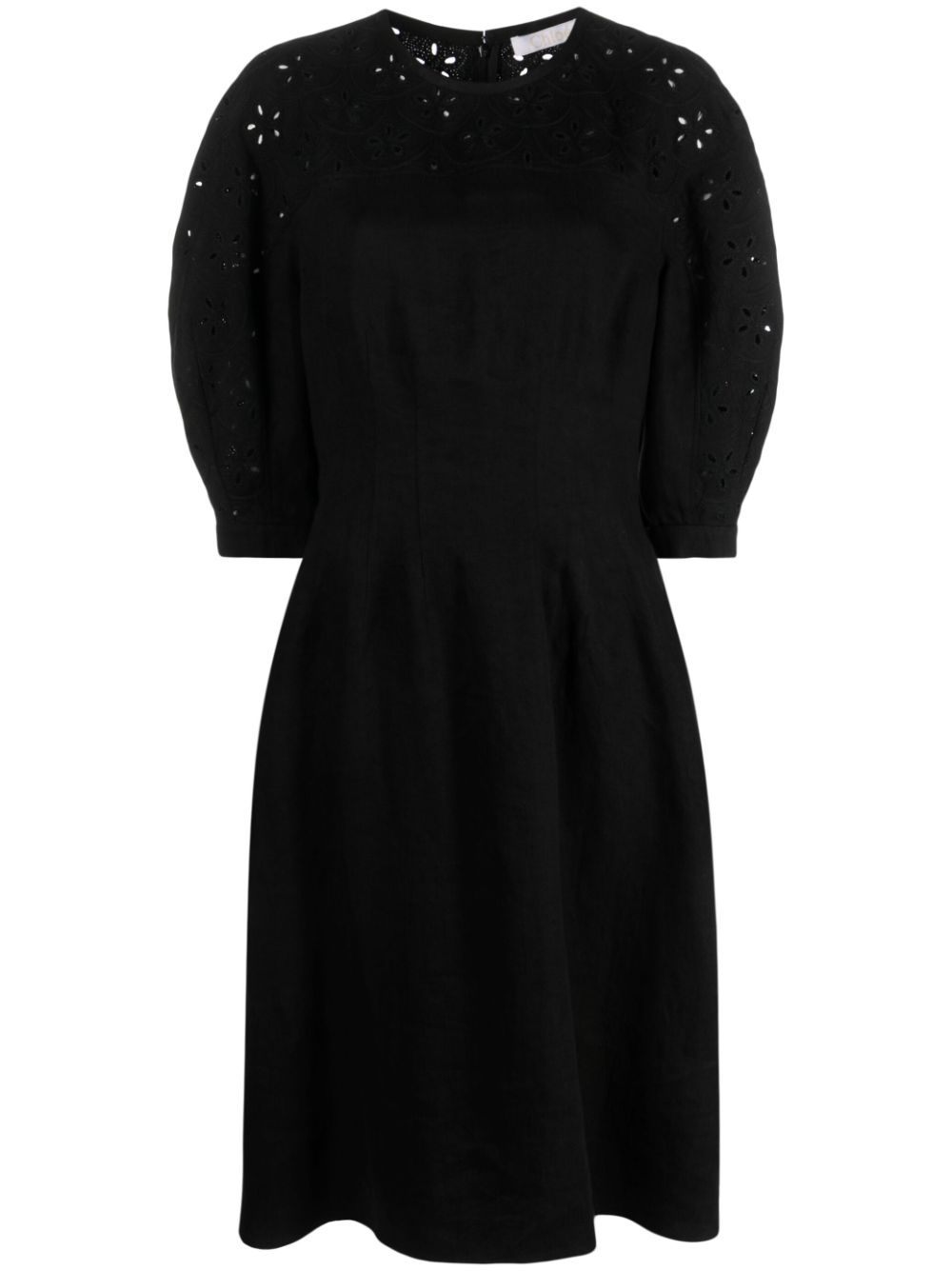 Chloé balloon-sleeve linen dress – Black