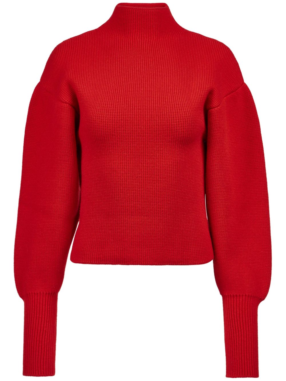 puff-sleeve ribbed jumper