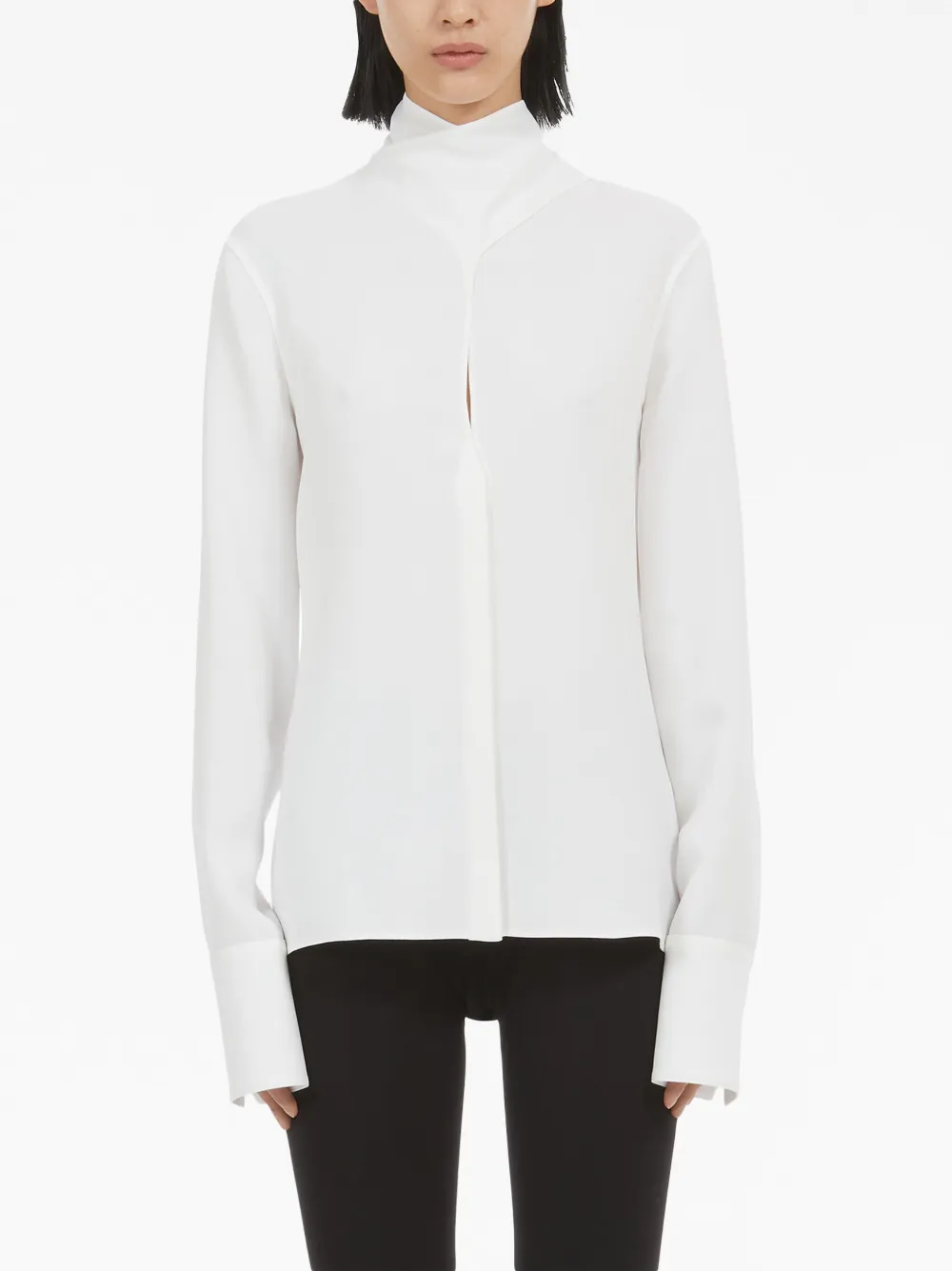 Ferragamo Viscose Blouse With Sash Collar In White