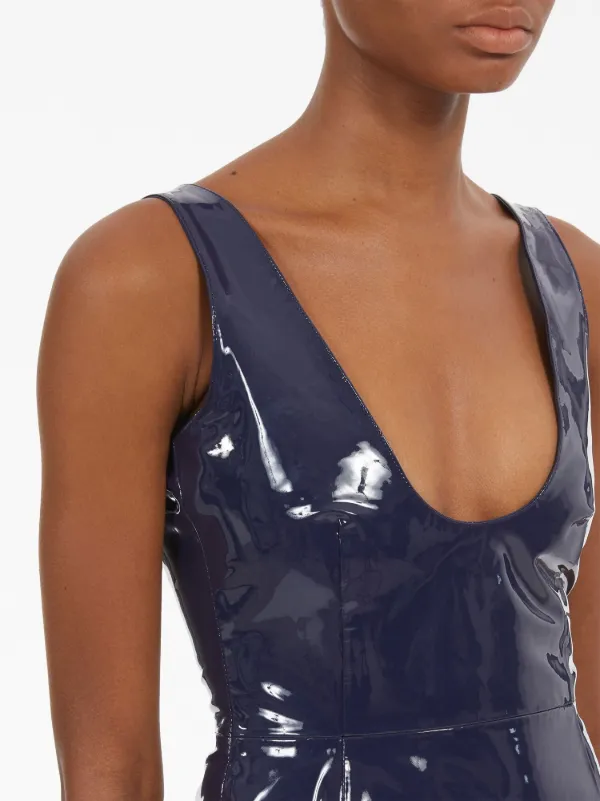 Ferragamo Sleeveless Patent Leather Minidress - Farfetch