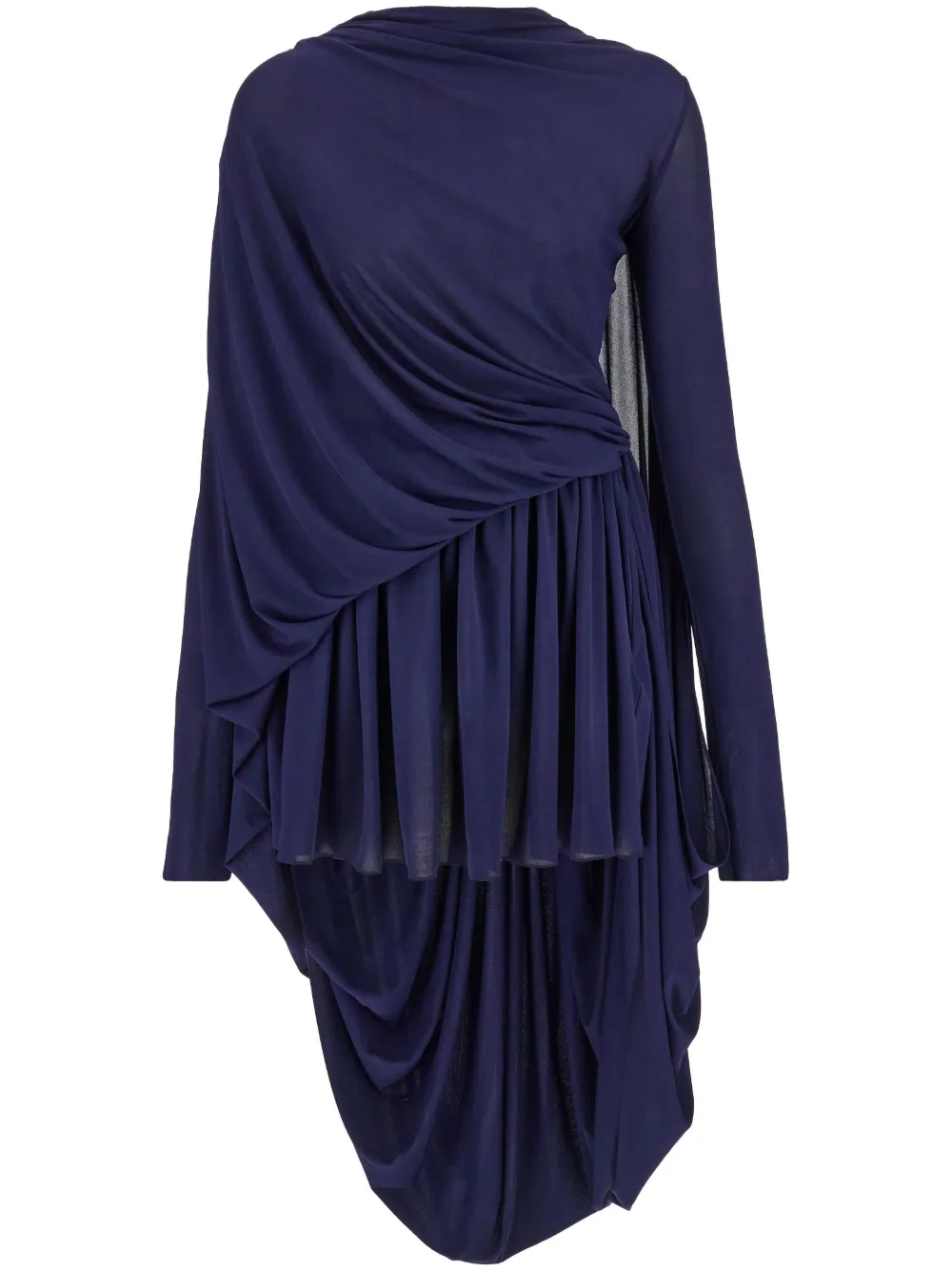 Ferragamo asymmetric draped long-sleeve dress - 0