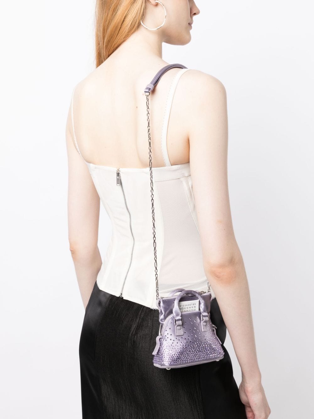 Shop Maison Margiela 5ac Cinema Inferno Crystal-embellished Crossbody Bag In Purple