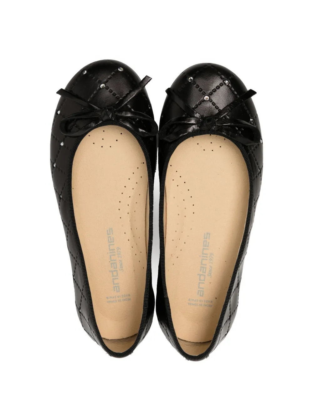  Andanines Crystal-embellished Leather Ballerinas - Black 