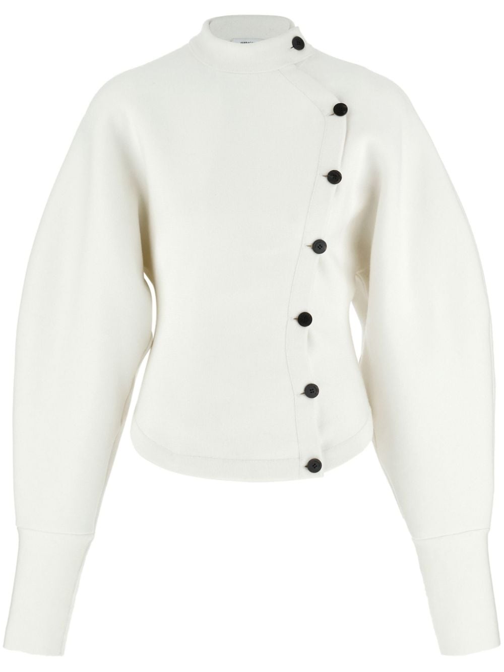 Shop Ferragamo Asymmetric Knitted Jacket In White