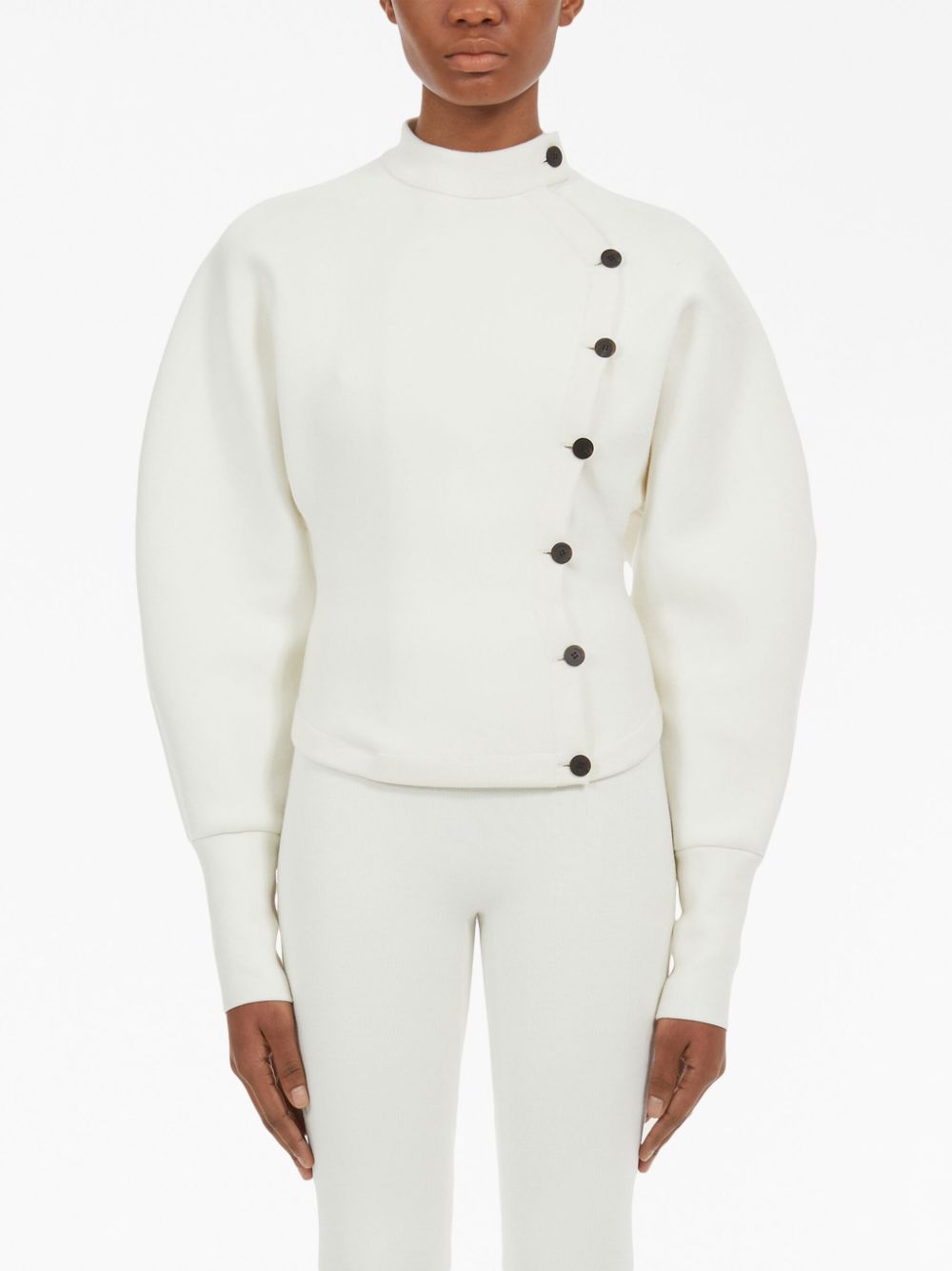 Shop Ferragamo Asymmetric Knitted Jacket In White
