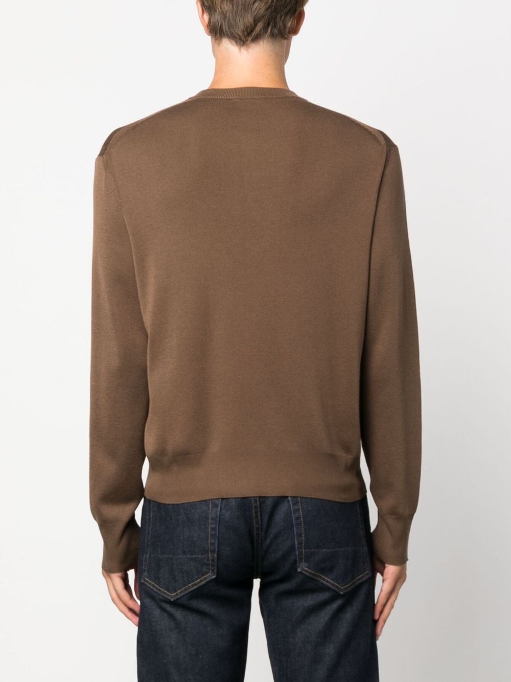 Shop Tom Ford Fine-knit Silk Jumper In Brown