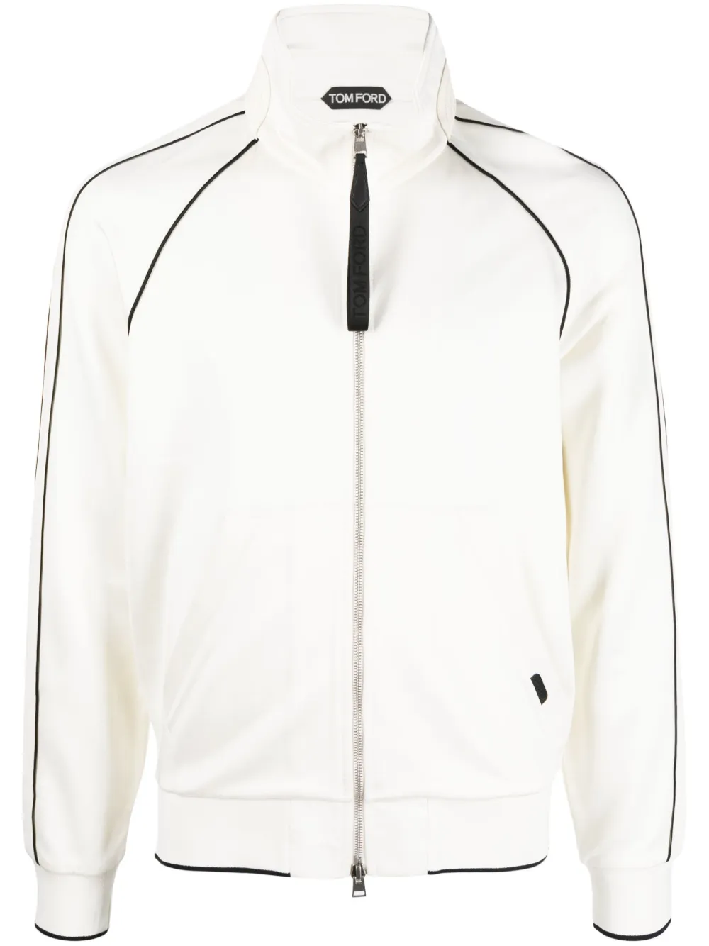 TOM FORD logo patch zip up Jacket White FARFETCH IE