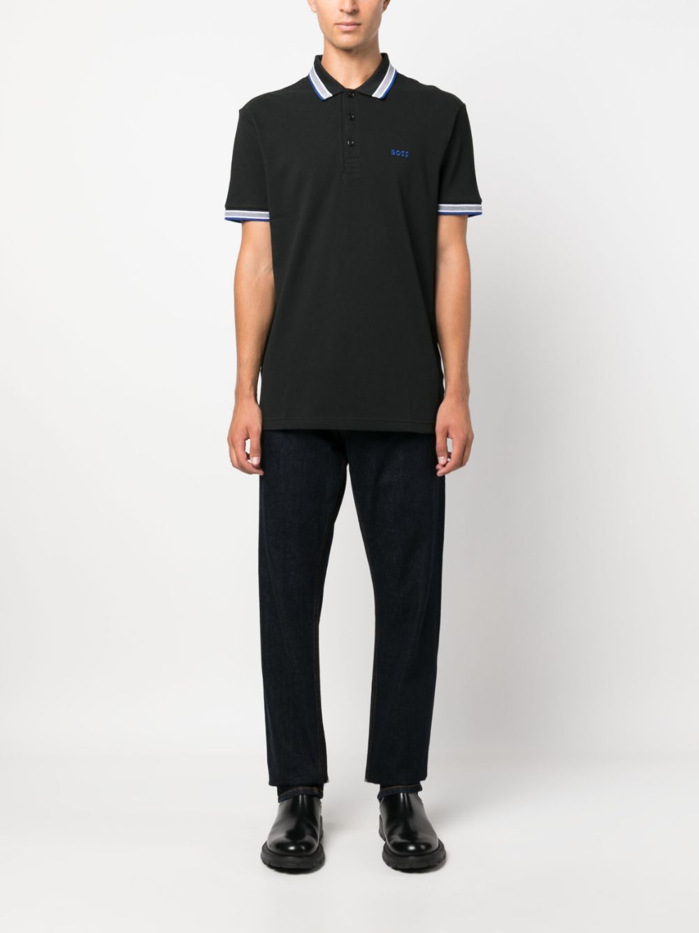 BOSS Poloshirt met geborduurd logo - Zwart