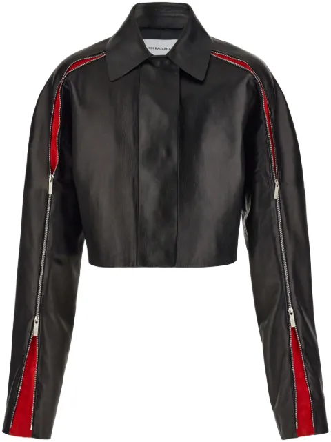 Ferragamo chamarra biker corta con cierre