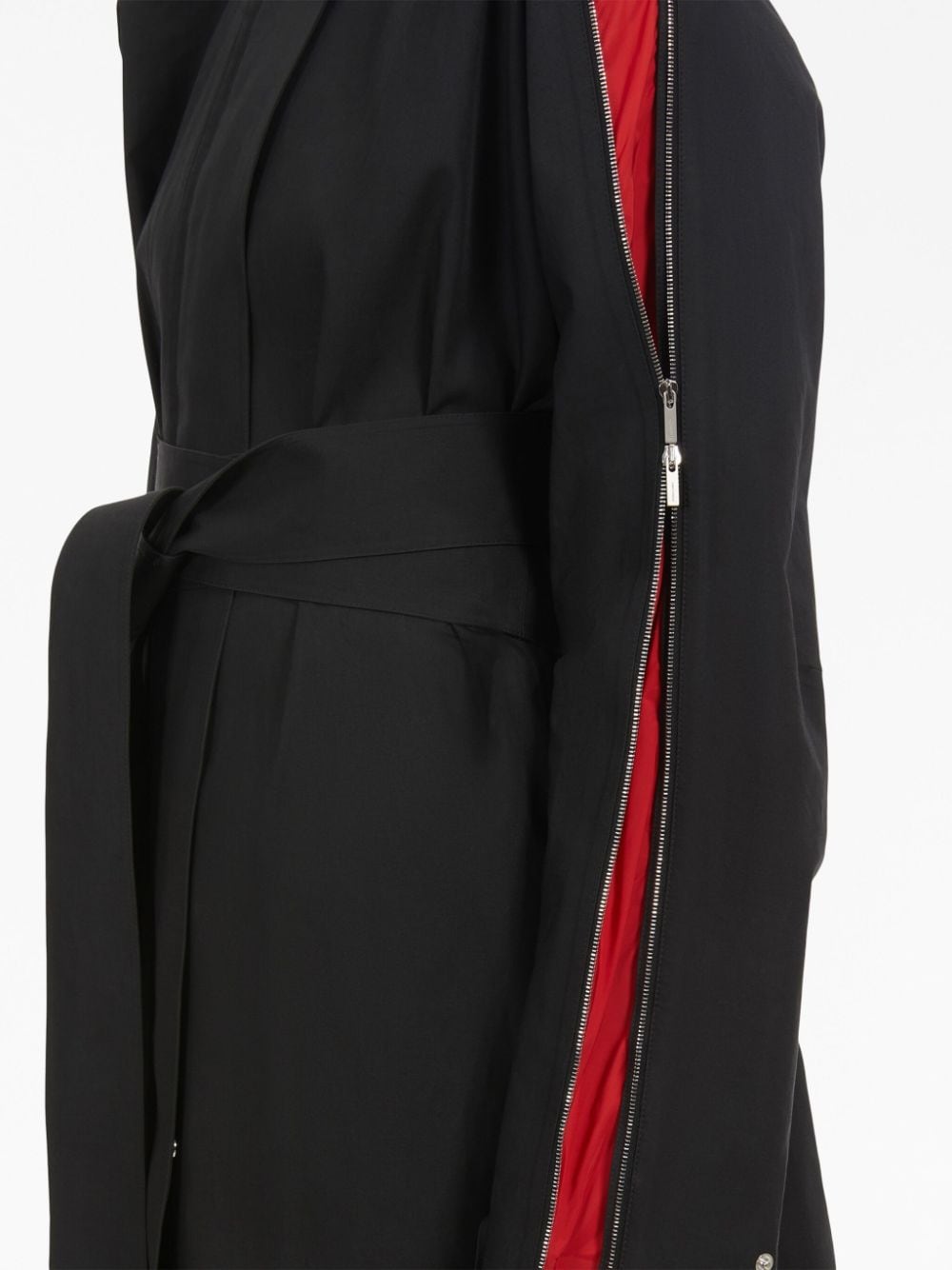 Shop Ferragamo Zip-detail Belted Trench Coat In Black