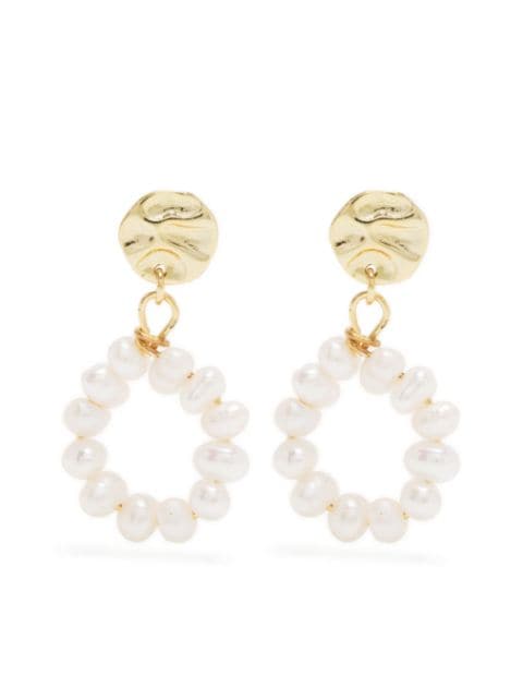 Hzmer Jewelry pearl-circle dangle earrings