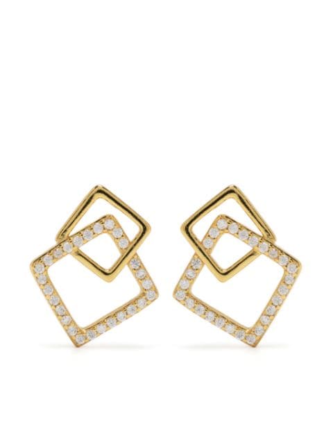 Hzmer Jewelry geometric-shape rhinestone-embellished earrings