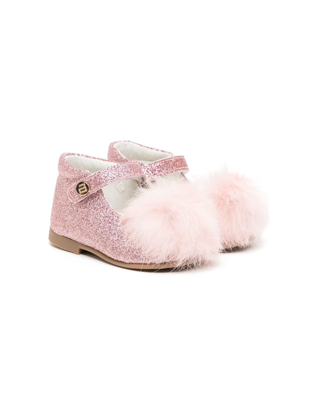 Andanines Kids' Pompom-detail Leather Sandals In Pink
