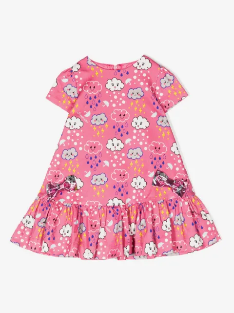 Simonetta 图案印花弹性棉伞形连衣裙