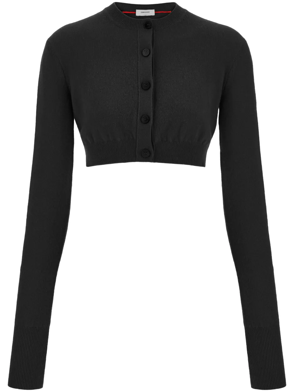 Ferragamo Cropped Long-sleeve Cardigan In Black
