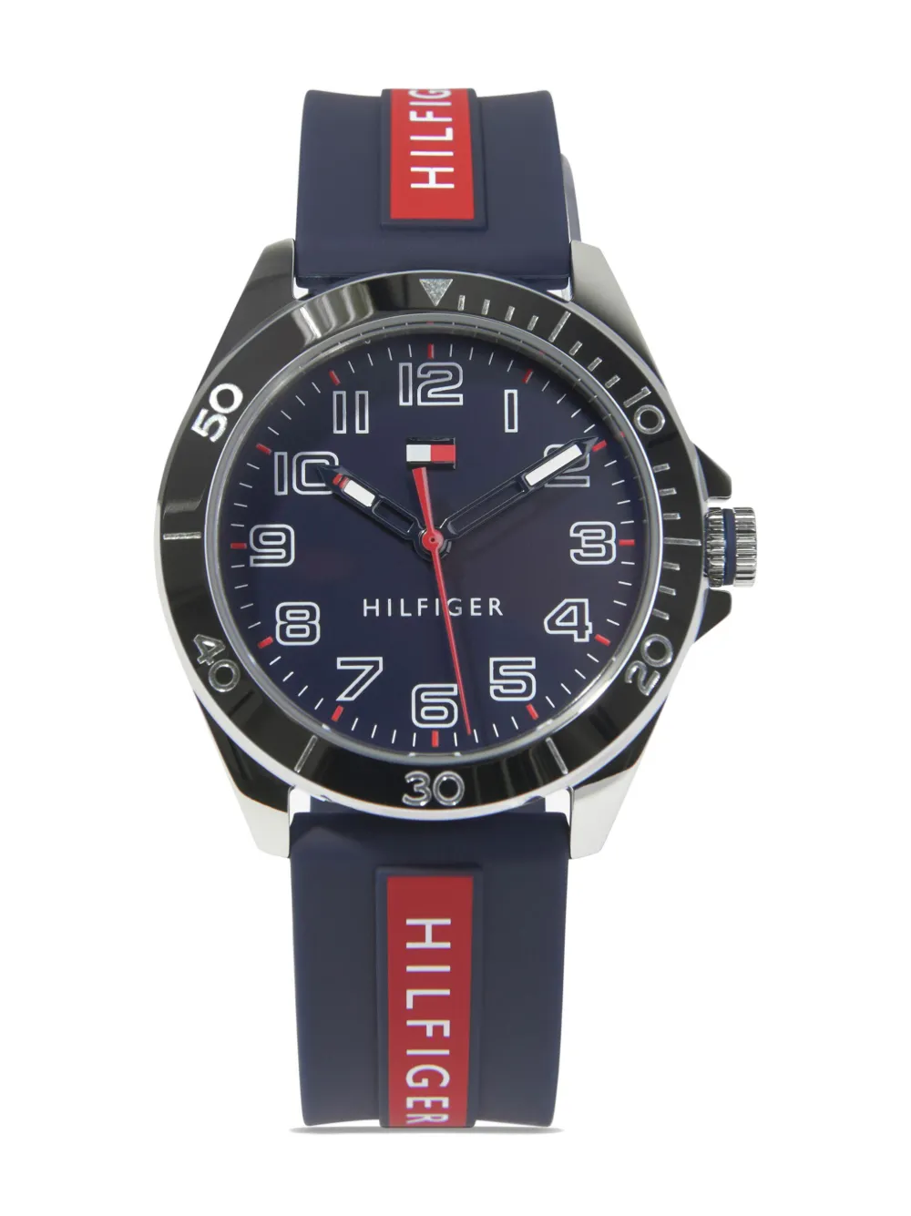 Image 1 of Tommy Hilfiger Junior logo-print stripe-detail watch