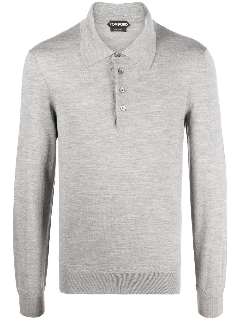 TOM FORD long-sleeve wool polo shirt - Grey