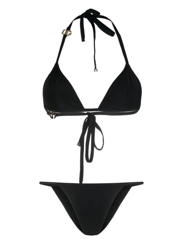 Gucci Chain Detailed Triangle Bikini in Black