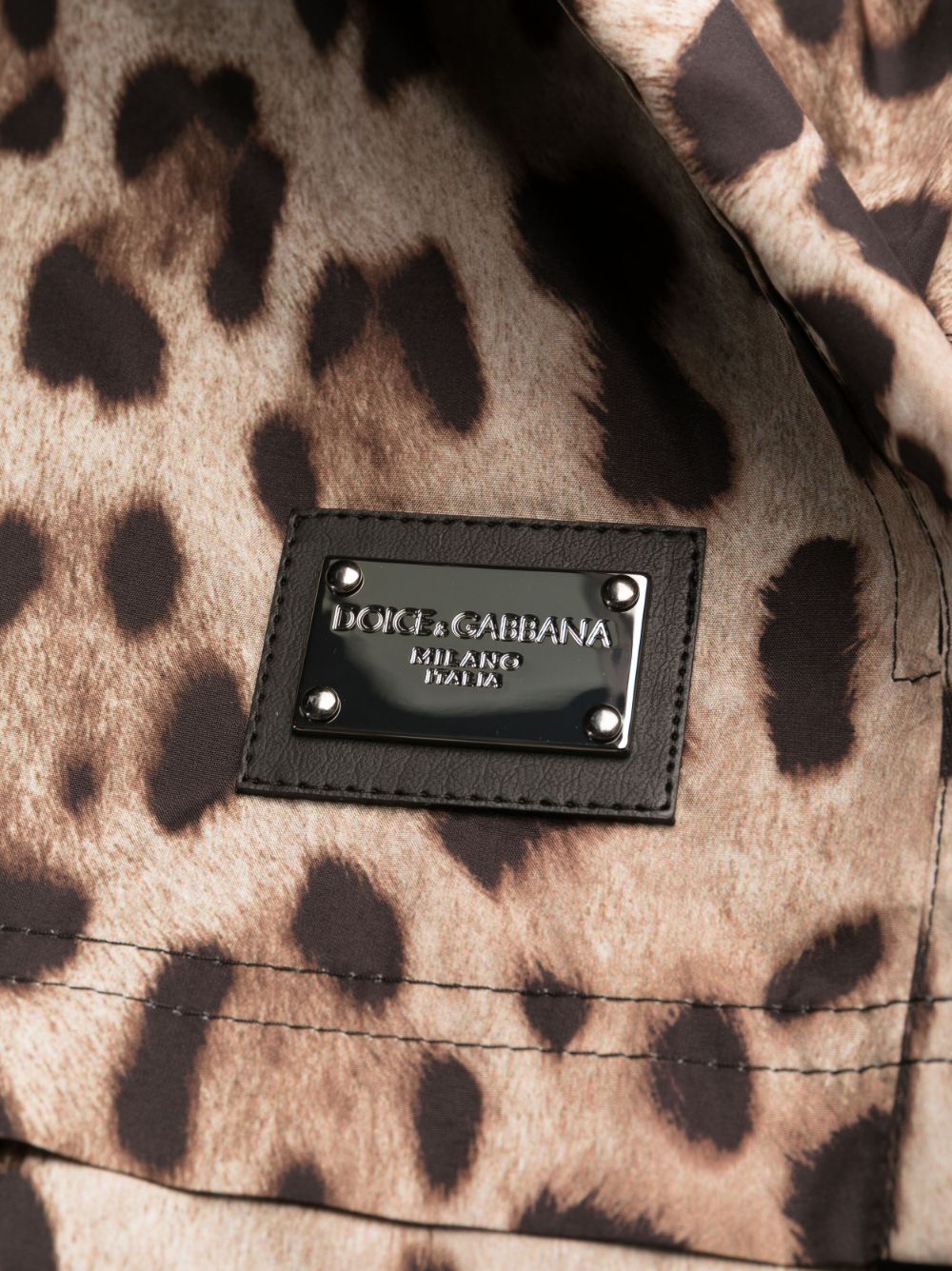 Shop Dolce & Gabbana Logo-plaque Leopard-print Swim Shorts In Schwarz
