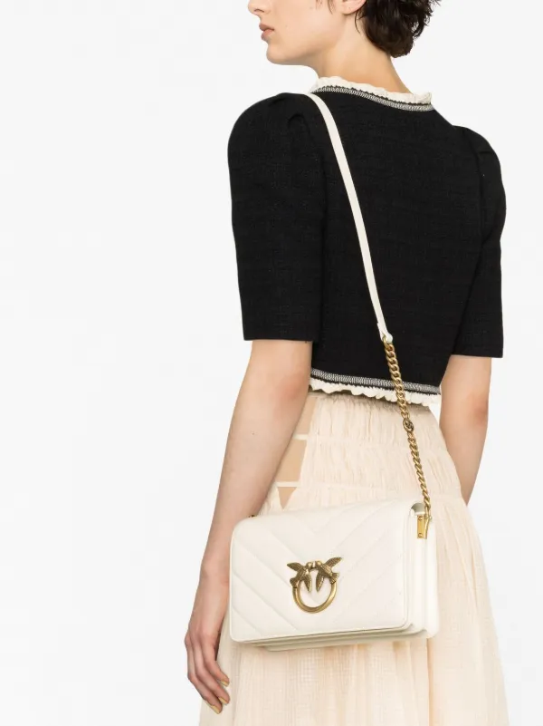 PINKO Classic Love Click Crossbody Bag | White | FARFETCH