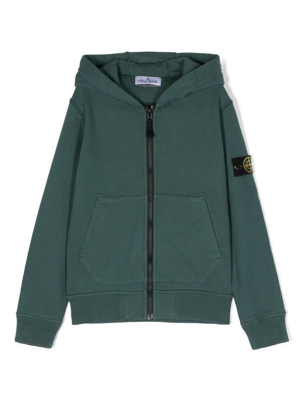 Stone island badge on sale zip hooded sweatshirt