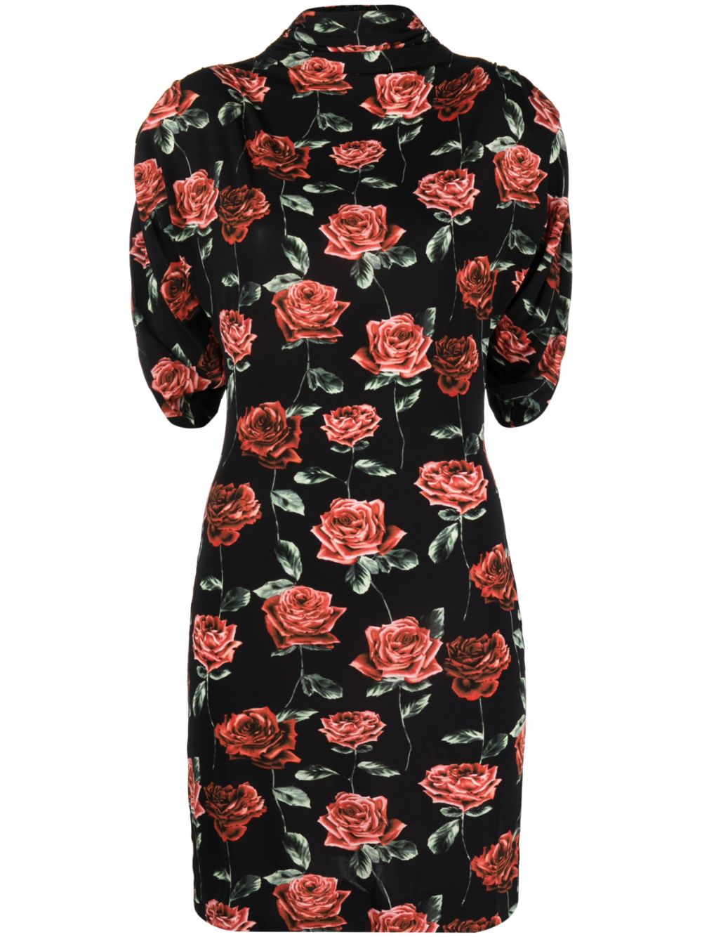 floral-print mock-neck minidress