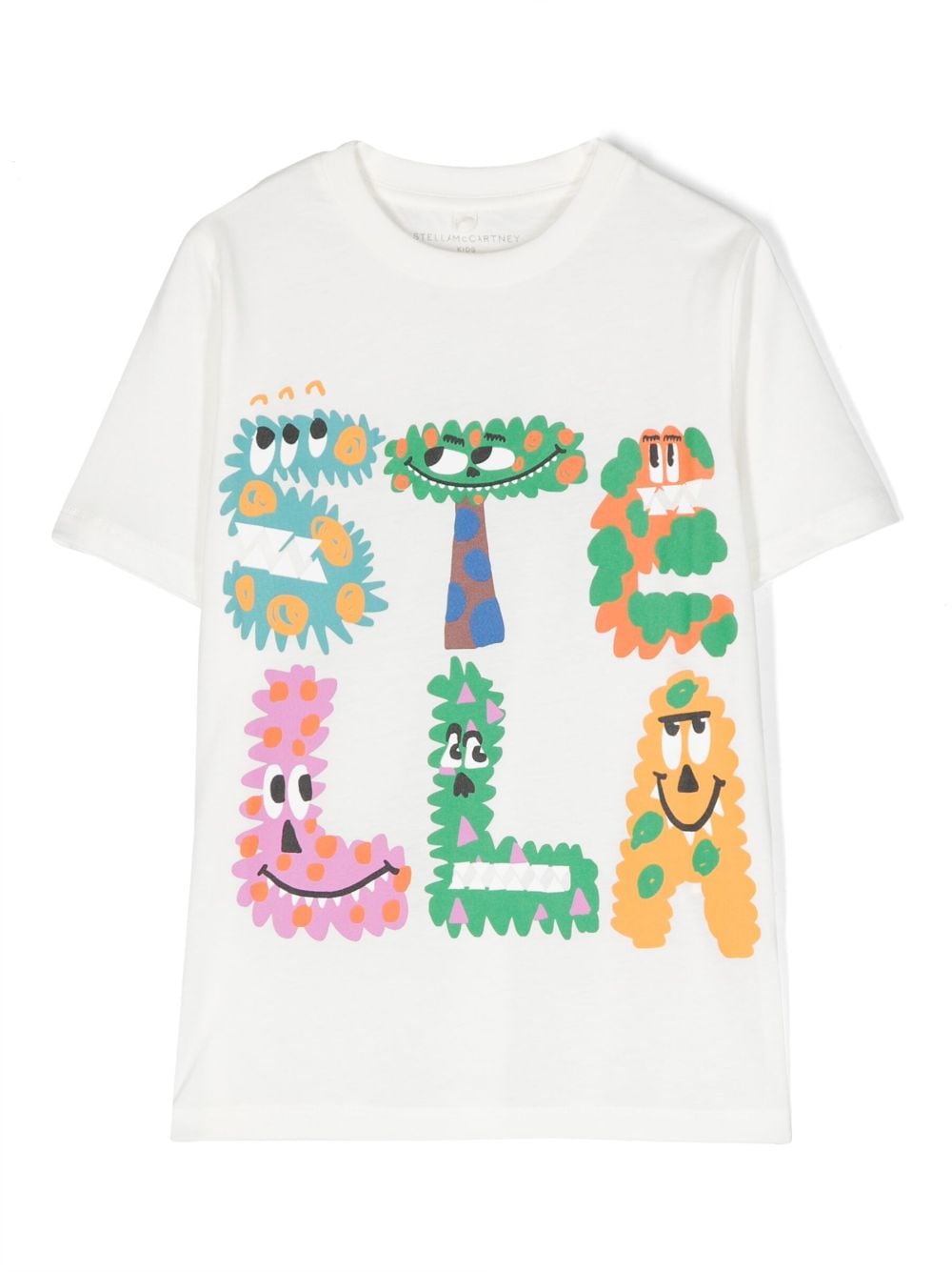 Stella Mccartney Kids' Graphic-print Cotton T-shirt In Ivory