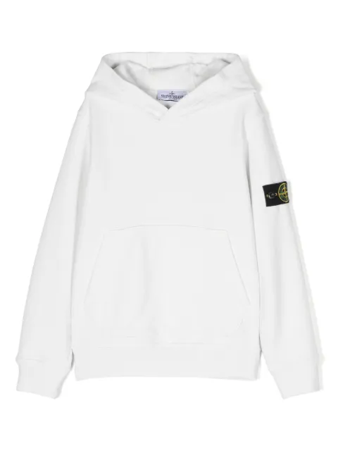 Stone Island Junior Compass-badge cotton hoodie