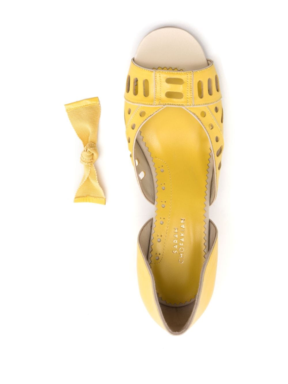 Shop Sarah Chofakian Adrienne Leather Pumps In Yellow