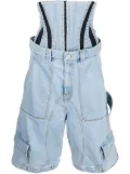 Mugler panelled corset-style denim shorts - Blue