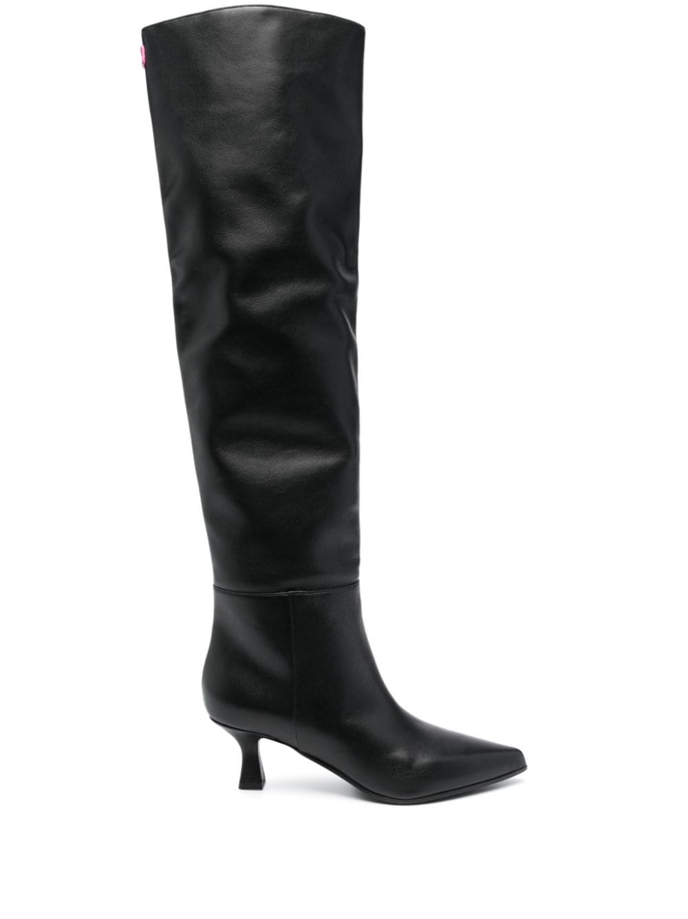 Shop 3juin 60mm Pointed-toe Leather Boots In Black