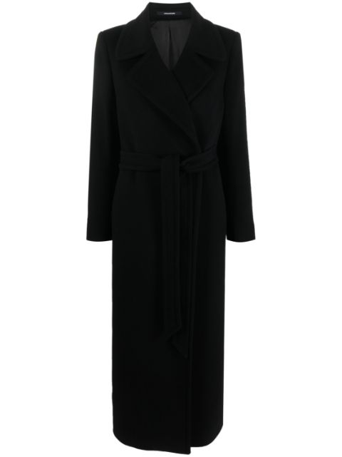 Tagliatore belted-waist cashmere long coat Women