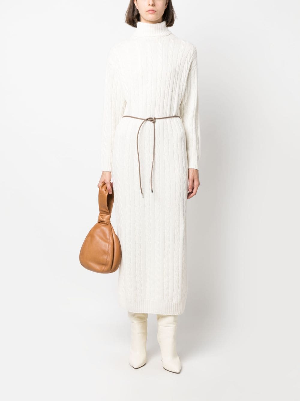 Peserico tied-waist cable-knit dress - Wit