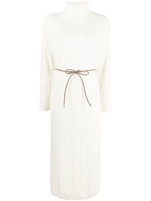 Peserico tied-waist cable-knit dress