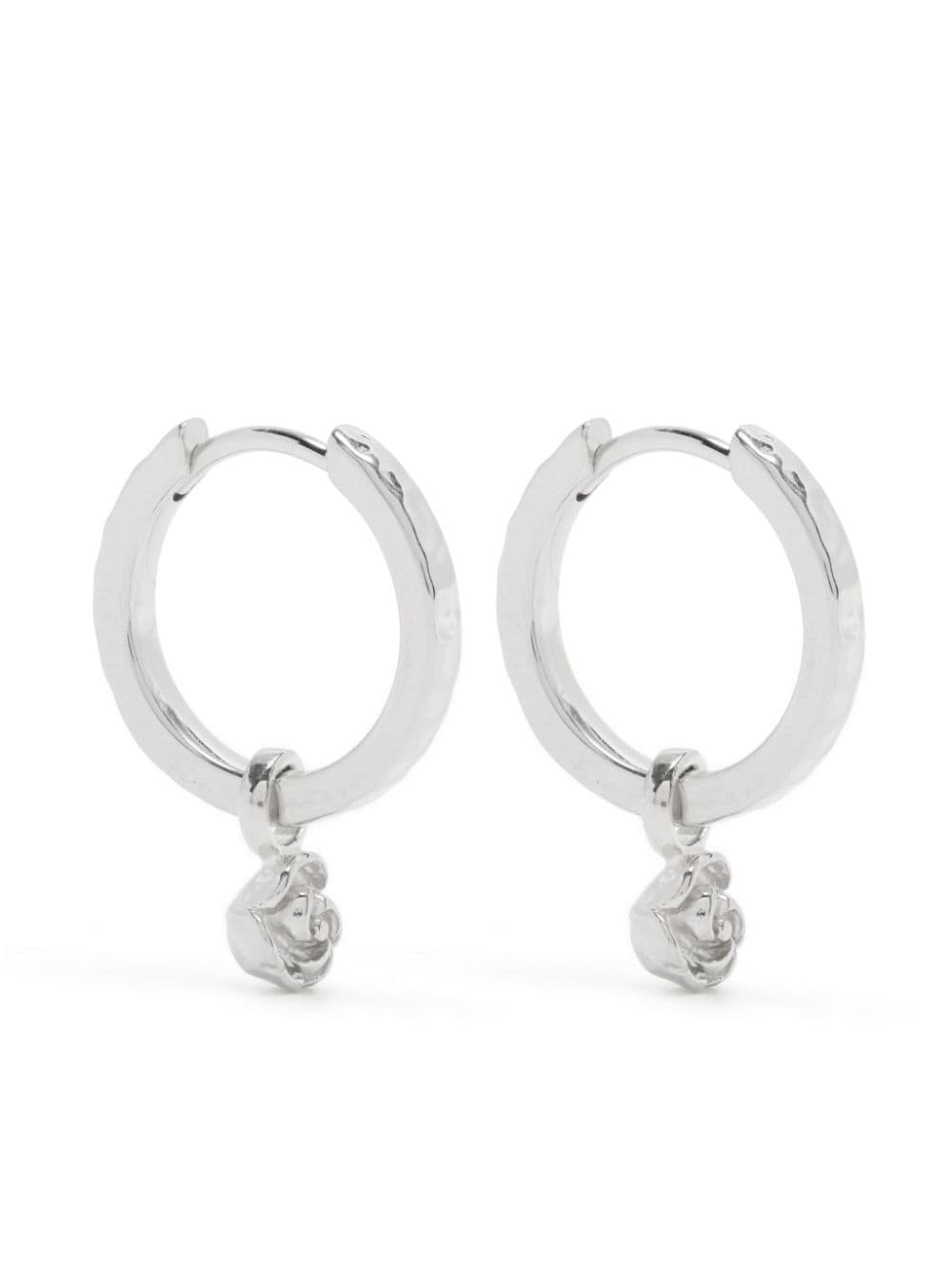 Dower & Hall Wild Rose Huggie Hoop Earrings In Silver