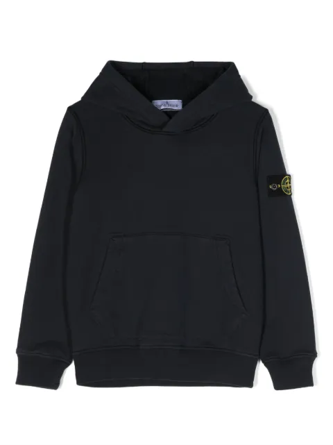 Stone Island Junior Compass-patch cotton hoodie