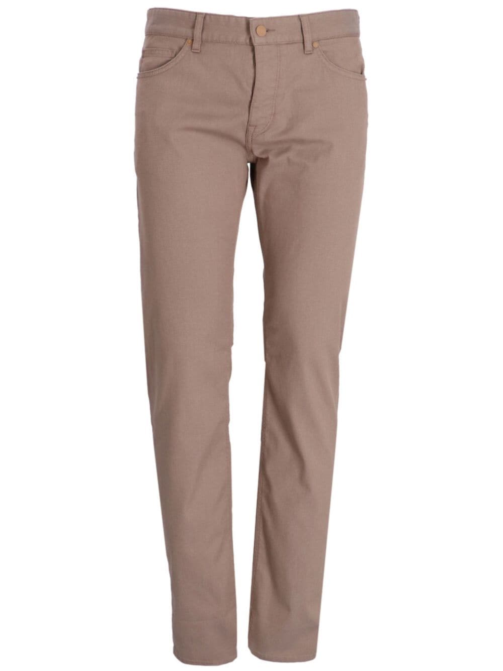 Hugo Boss Logo-patch Regular-fit Trousers In Neutrals