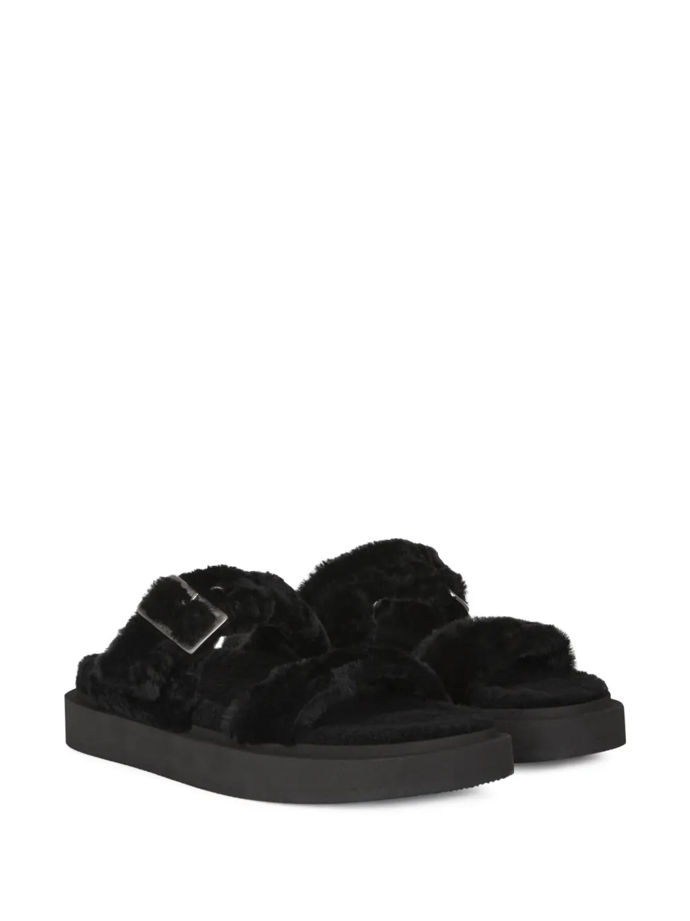 Giuseppe Zanotti Furry buckled sheepskin slides | Image 2