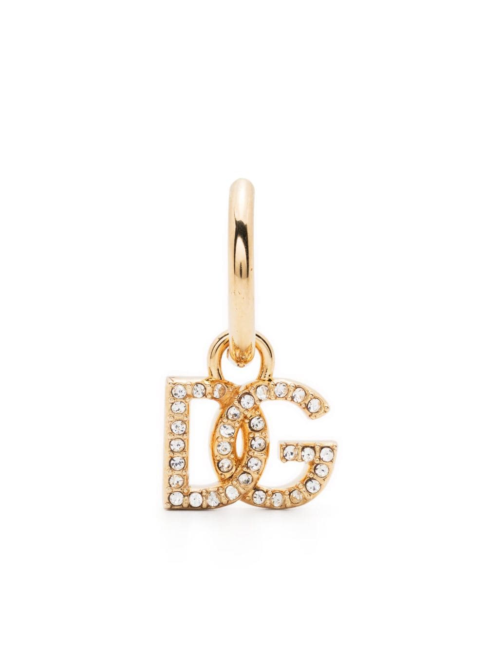 Dolce & Gabbana Gold-tone Dg-logo Crystal-embellished Earring